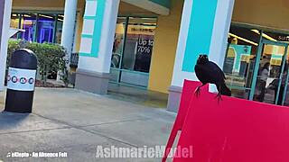 Cum out with me like this, flashing my hairy pussy under skirt