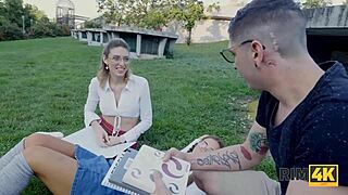 Blonde Nerd Couple Engages in Intense Ass Licking Fetish on Sofa