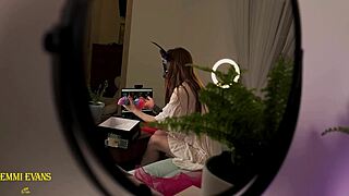 webcam girl next door rides huge dragon dildo after secret gift