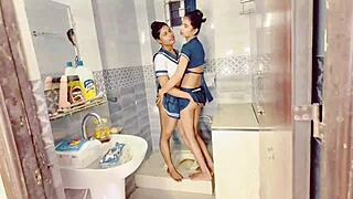 Two Sexy Girls Share A Dick Intensely