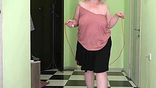 Mature Milf Jumps Rope, Shakes Big Boobs And Fat Booty