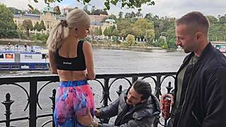 Busty milf Laura Crystal takes hardcore anal DP and swallows cum