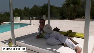 Let's talk about this threesome in Ibiza with the brunette and blonde