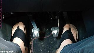 nylon feet with toe separators teased in the car