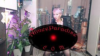 A depraved mature bitch with purple hair masturbates on webcam. Big tits and toys in private close-up! 😈