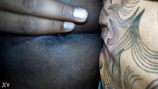 Shemale having gay sex in a wild scene