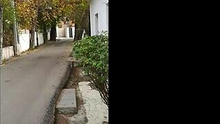 Hot brunette amateur sucking dick outdoor in public, damn! 🔥