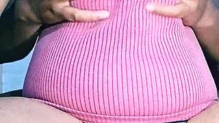 Young indian girl with big natural tits and juicy features plays with balloon