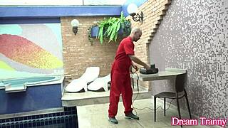 Black tgirl Adrielhy Bronze slams her cock into bareback anal