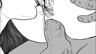 Speed drawing of ffm threesome by artist Kramer Krameroff