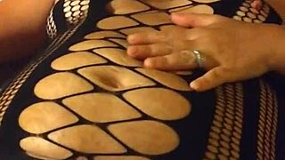 A sexy woman tries out the sex machine in her outfit