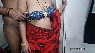 Indian desi bhabhi with big boobs drilled in red saree