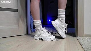 delicate teen legs in sneakers ready for your touch?