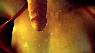 slut wife takes intense cumshot on tits in lingerie