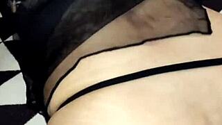 i see this milf in stockings and erotic lingerie getting assfucked