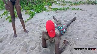 Couple enjoys intimate time on the beach