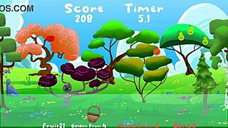 LETS PLAY PARADISE ISLAND PART 1 - SHE BLOWS HIM IN THE MIDDLE OF THE ORCHARD WHILE MASTURBATING