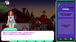 LETS PLAY PARADISE ISLAND PART 1 - SHE BLOWS HIM IN THE MIDDLE OF THE ORCHARD WHILE MASTURBATING