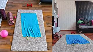 Watch this curvy milf worship her big ass in naked yoga.