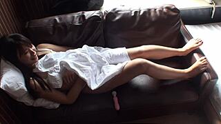 Beautiful Japanese mature lady squirts during solo play before intense sex