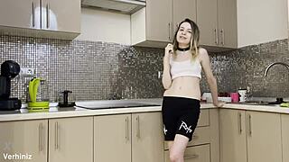 Stepsister Gets Rough Anal in Kitchen by Brother's Lucky Friend