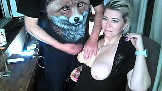 Sexy pranks of a mature married couple on the balcony