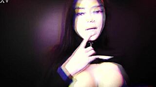 i roughly pounded rei sky's ass in fishnets, riding and missionary, then licked and covered her stomach in jizz