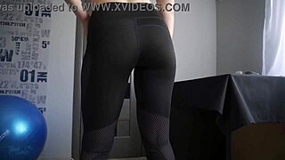 Wow! Fitness Girl Teases with Visible Panty Lines in Tight Leggings!