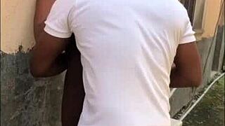 Homemade backyard sex with curvy ebony neighbor shaking her big ass inside too! 😘