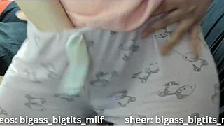 arab milf masturbates in pajamas with dildo