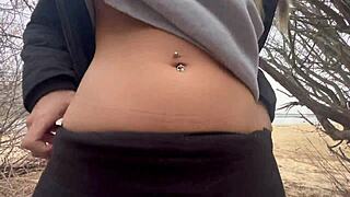 outdoor public lake scene in winter snow