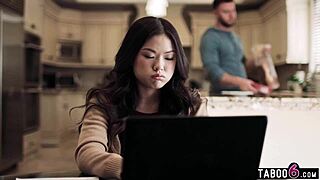 asian teen lulu chu overhears milf slimthick vic fucking her roommate seth gamble