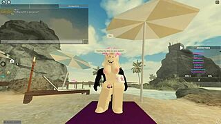 Feeling the thrill of bent over sex with monster cock in Roblox.