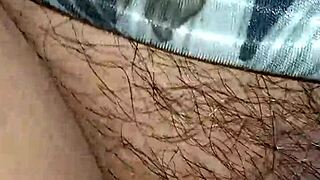 Wife's Wet Hairy Pussy Takes Hard Cock