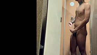 black monster cock spied in gym shower