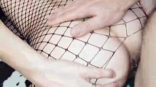 Passionate homemade anal sex with wife in stockings