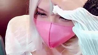 masked beauty crossdresser films herself masturbating live. cute asian ladyboy gets into anal action during streaming.