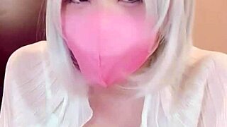 masked beauty crossdresser films herself masturbating live. cute asian ladyboy gets into anal action during streaming.