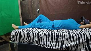 Sexy mother-in-law waits in bed.