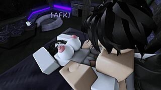 fucking my shy friend until i cum on her face on roblox