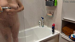Caught my stepsister in the bathroom shower, tits out! 😏