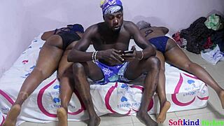 threesome turns wild with big black cock pounding hard. pretty babes handle quick raw action!