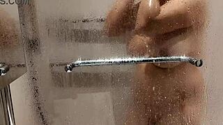 Caught my stepsister in the bathroom shower, tits out! 😏