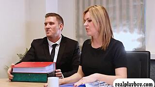 busty woman at office gets fingered and fucked