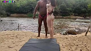 girlfriend bathes in stream, breaks cabin with hard hand