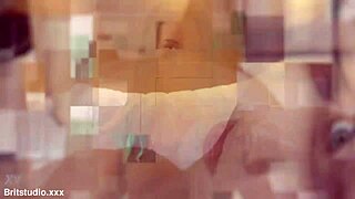 this british teen 18+ is sucking cock in a polo shirt, getting cum all over her natural tits