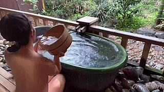 Sakura and Nacchi in Hot Japanese Springs with Steamy Babe Action