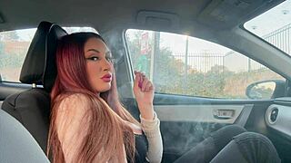 Italian Milf Smokes In Car Fetish Session