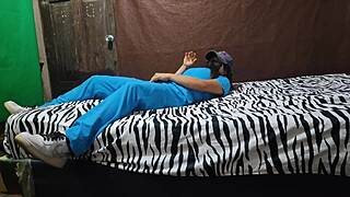 Sexy mother-in-law waits in bed.