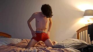 Is this your first pillow humping in ages? Watch this skinny solo orgasm